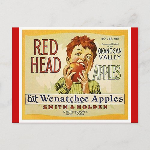 Vintage Red Head Brand Washington Apples Postcards