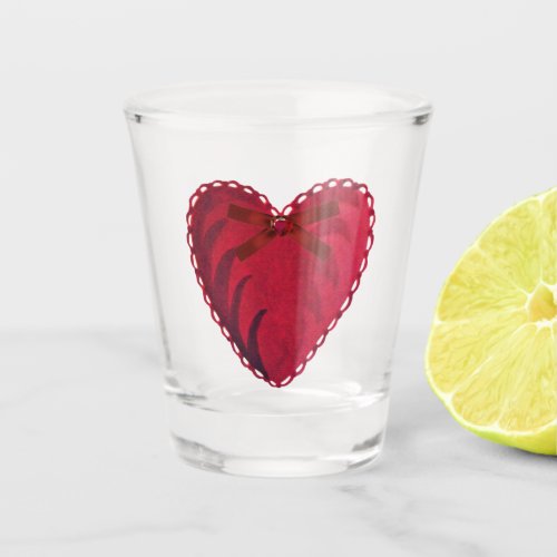 Vintage Red Heart Shot Glass