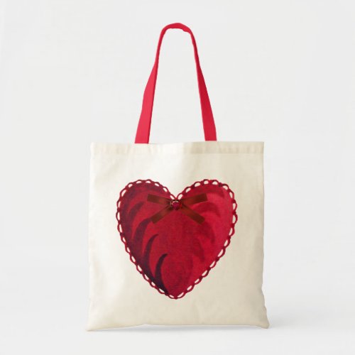 Vintage Red Heart Tote Bag