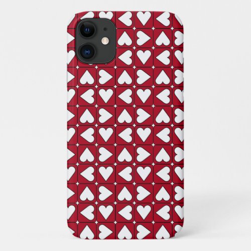 Vintage Red Hearts Decorative Design iPhone 11 Case