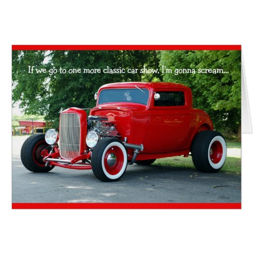 Vintage Red Hot Rod Coupe Classic Car Show Card