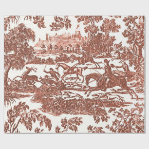 Vintage Red Hunting Horses and Hounds Wrapping Paper