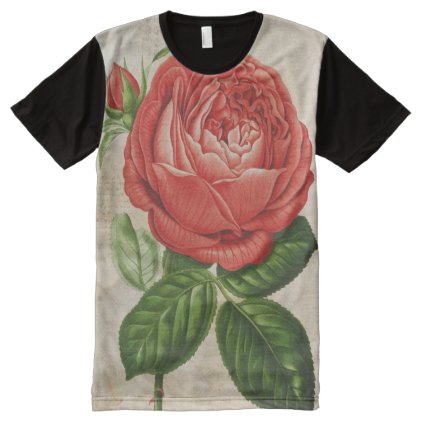 Vintage Red Hybrid Perpetual, Paul Neyron Rose All-Over-Print Shirt