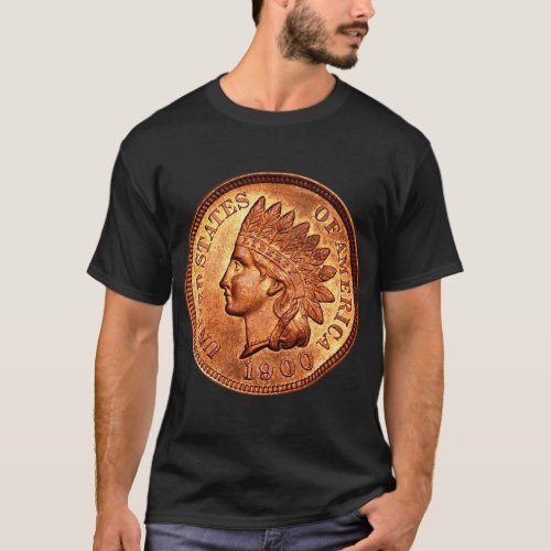 Vintage Red Indian Head Penny 1 Cent 1900 T_Shirt