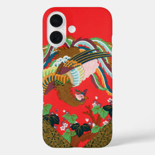 Vintage Red Japanese Phoenix Bird Art G.A. Audsley iPhone 16 Case