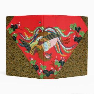 Vintage Red Japanese Phoenix Bird Art G.A. Audsley Mini Binder