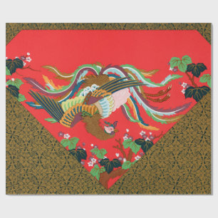 Vintage Red Japanese Phoenix Bird Art G.A. Audsley Wrapping Paper