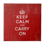 Vintage Red Keep Calm and Carry On Tile Trivet