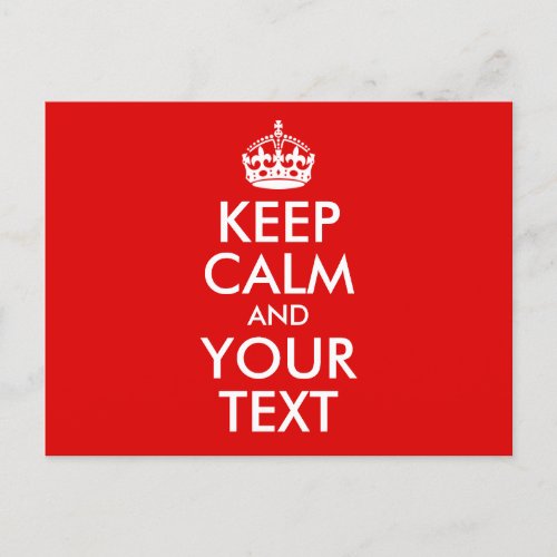 Vintage Red Keep Calm and Your Text Announcement Postcard