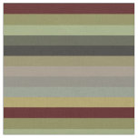 Vintage Red, Khaki &amp; Olive Horizontal Stripes  Fabric