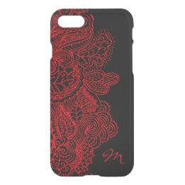 Vintage Red Lace On Black Monogram iPhone 7/8 Case
