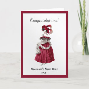 Vintage Red Lady Congratulations Graduation Card