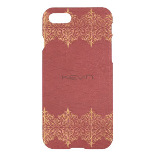 Vintage Red Leather With Gold Border iPhone SE/8/7 Case