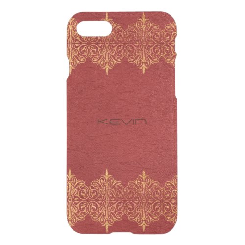 Vintage Red Leather With Gold Border iPhone SE87 Case