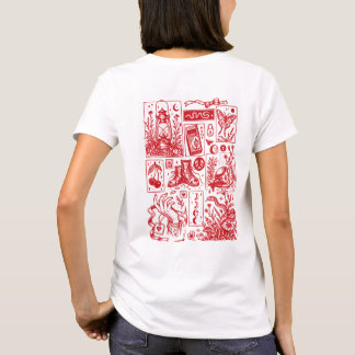 Vintage Red Linocut Mystical Flash Sheet T-Shirt