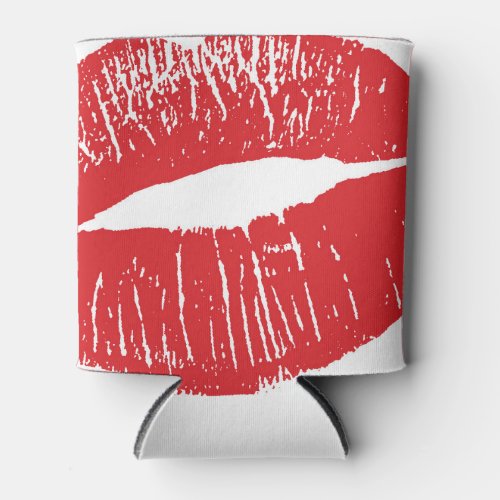 Vintage Red Lips Print Illustration Can Cooler