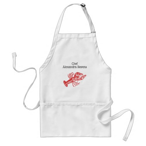 Vintage Red Lobster 1 Drawing Adult Apron