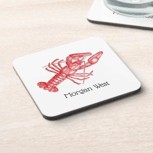 Vintage Red Lobster 1 Drawing Beverage Coaster