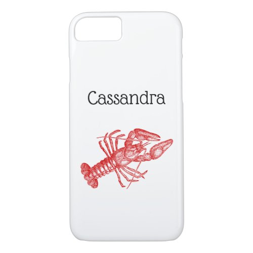Vintage Red Lobster 1 Drawing iPhone 87 Case