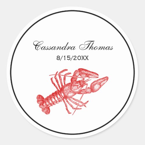 Vintage Red Lobster 1 Drawing Classic Round Sticker