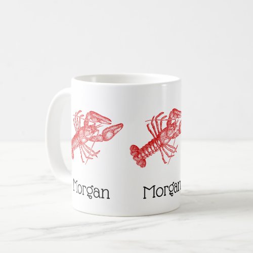 Vintage Red Lobster 1 Drawing Coffee Mug