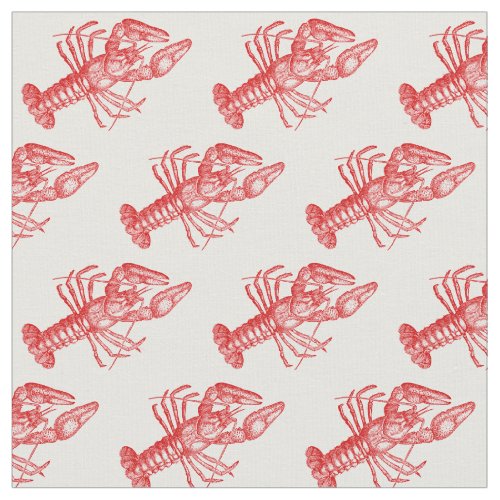 Vintage Red Lobster 1 Drawing Fabric