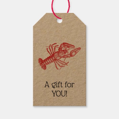 Vintage Red Lobster 1 Drawing Gift Tags