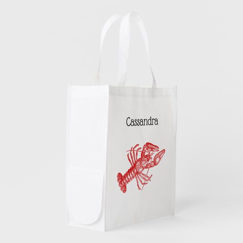 Vintage Red Lobster 1 Drawing Grocery Bag