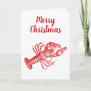 Vintage Red Lobster #1 Drawing Holiday Card