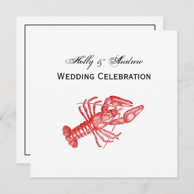 Vintage Red Lobster #1 Drawing Invitation (Front/Back)
