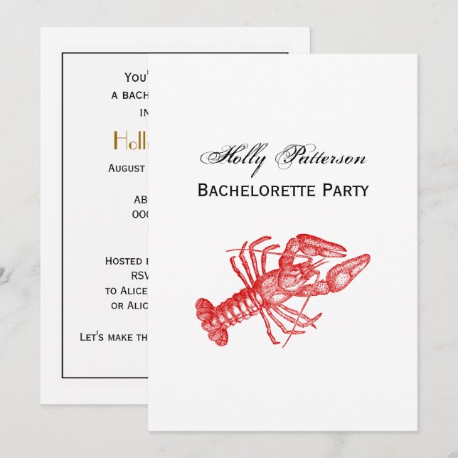 Vintage Red Lobster #1 Drawing Invitation (Front/Back)
