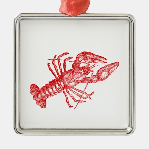 Vintage Red Lobster 1 Drawing Metal Ornament