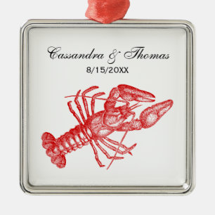 Vintage Red Lobster #1 Drawing Metal Ornament