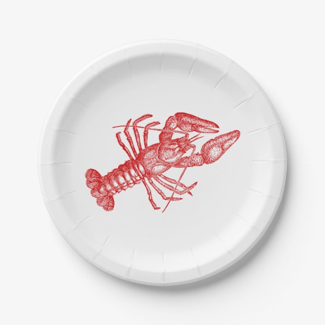 Vintage Red Lobster #1 Drawing Paper Plates (Front)