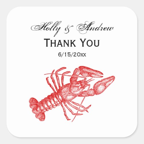 Vintage Red Lobster 1 Drawing Square Sticker