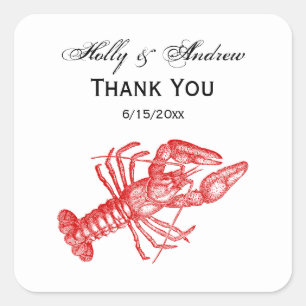 Vintage Red Lobster #1 Drawing Square Sticker
