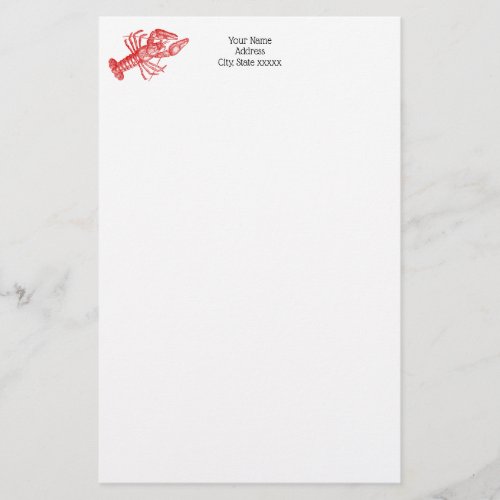 Vintage Red Lobster 1 Drawing Stationery