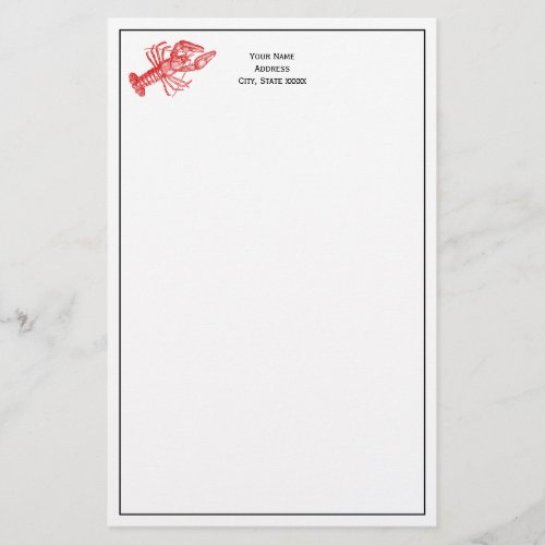 Vintage Red Lobster 1 Drawing Stationery