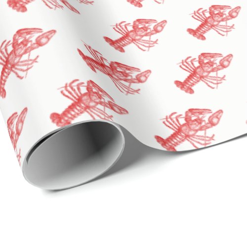Vintage Red Lobster 1 Drawing Wrapping Paper