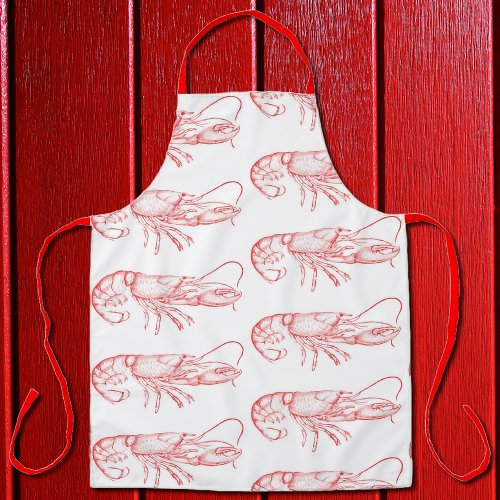 Vintage red  lobster  All_Over Print Apron