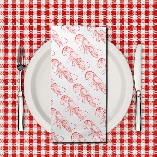 Vintage red  lobster  cloth napkin