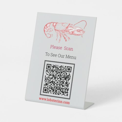 Vintage   red lobster  _ QR  code Pedestal Sign