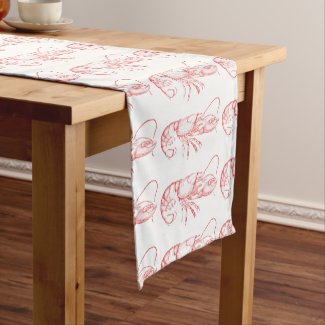 Vintage red  lobster    short table runner