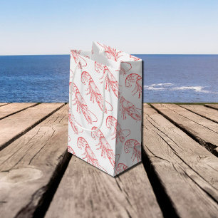 Vintage red lobster - watercolor small gift bag