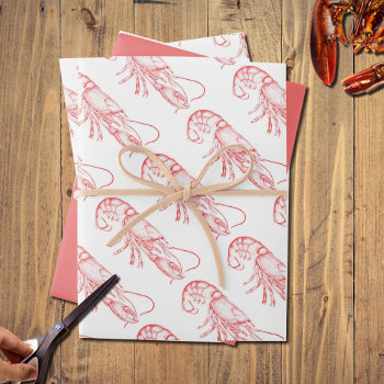Vintage Red  Lobster - Watercolor  Wrapping Paper Sheets by almawad at Zazzle