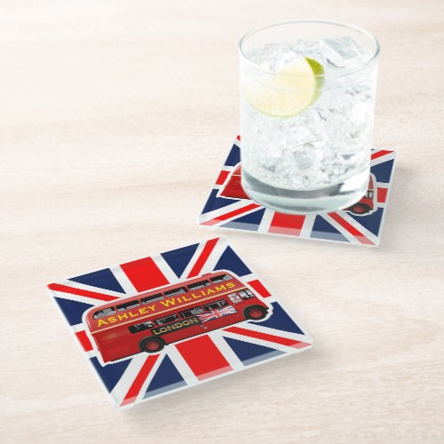 Vintage Red London Bus Glass Coaster