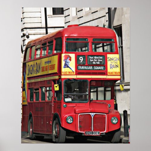 Vintage Red London Bus Poster