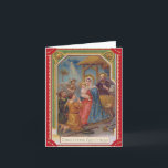 Vintage Red Madonna And Child Religious Christmas Holiday Card<br><div class="desc">A vintage religious Christmas Card of virgin Mary and baby Jesus on Christmas eve . A vintage retro nativity scene .For Christians And traditional Catholics. And also the card represents the holy virgin Mary in blue background and stars praying around the new born God Jesus while he is sleeping under...</div>