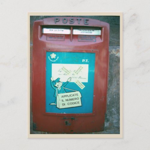 Vintage red mailbox in Rome photo Postcard