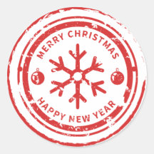 Vintage Red Merry Christmas & Happy New Year Posta